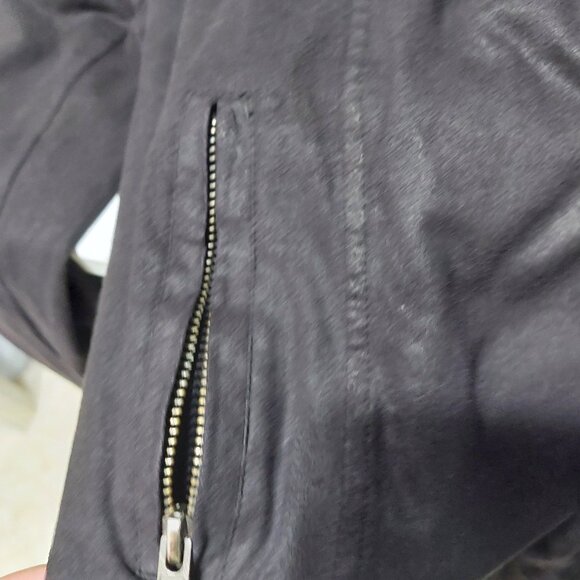 XOXO Faux Suede Open Front Draped Jacket Lightweight Comfort Black Zippered M - Picture 8 of 10